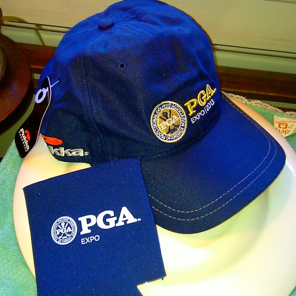 NWT PGA Tour Golf Hat Baseball Cap Set Gift Vegas Souvenir New Matching Coozie - Picture 1 of 8